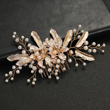 Alloy Long Bar Handmade Pearl Hair Comb